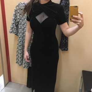 SL Fashions Black Velvet Floor Length Dress